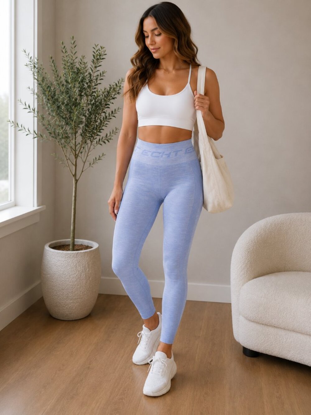 ECHT Heather Blue Seamless Leggings XS Workout Yoga Gym